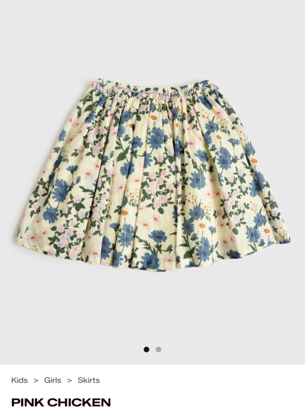 Pink Chicken Girls' Gianna Skirt in the Melon Daisy Floral print, size 6